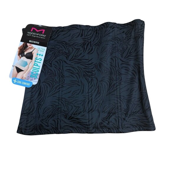 MAIDENFORM SHAPEWEAR WAIST NIPPER EXTRA FIRM BLACK BONED TUMMY TRAINER NEW - Picture 1 of 6